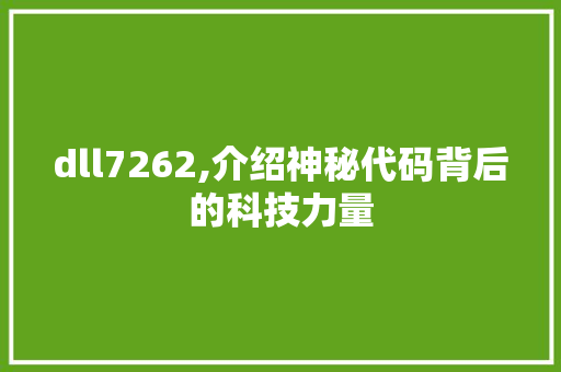 dll7262,介绍神秘代码背后的科技力量 百度SEO