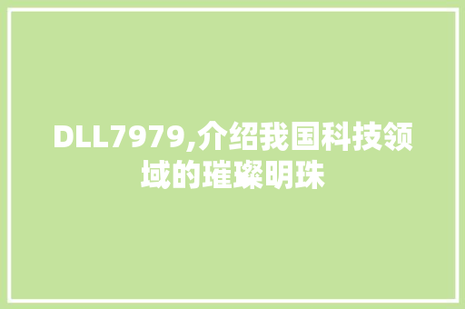 DLL7979,介绍我国科技领域的璀璨明珠 百度SEO