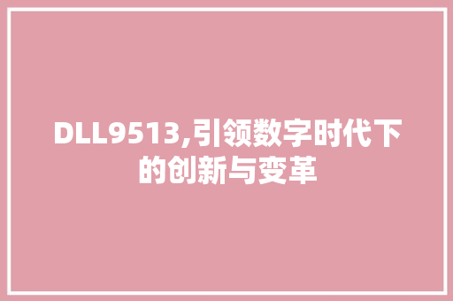 DLL9513,引领数字时代下的创新与变革 GoogleSEO