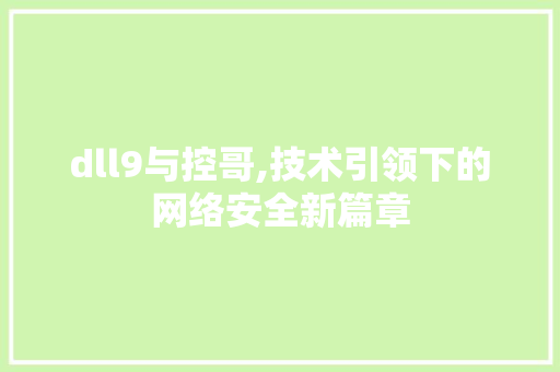 dll9与控哥,技术引领下的网络安全新篇章 搜狗SEO