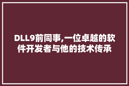 DLL9前同事,一位卓越的软件开发者与他的技术传承 百度SEO