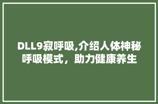 DLL9寂呼吸,介绍人体神秘呼吸模式，助力健康养生 百度SEO