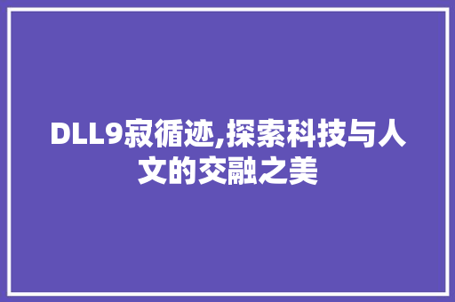 DLL9寂循迹,探索科技与人文的交融之美 GoogleSEO