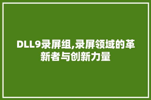 DLL9录屏组,录屏领域的革新者与创新力量 神马SEO