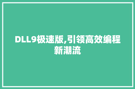 DLL9极速版,引领高效编程新潮流 GoogleSEO