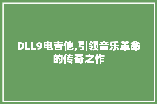 DLL9电吉他,引领音乐革命的传奇之作