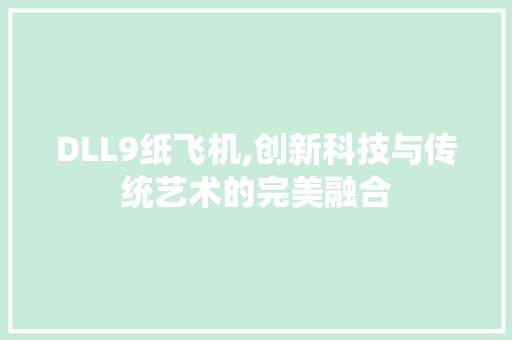 DLL9纸飞机,创新科技与传统艺术的完美融合 神马SEO