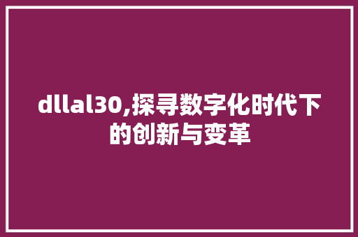 dllal30,探寻数字化时代下的创新与变革 神马SEO
