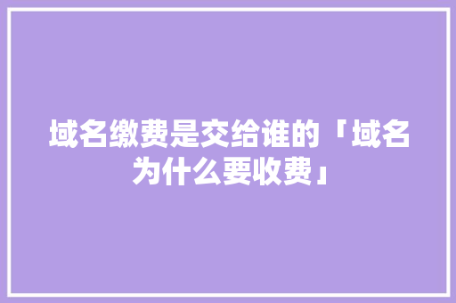 域名缴费是交给谁的「域名为什么要收费」 域名缴费是交给谁的「域名为什么要收费」 百度SEO