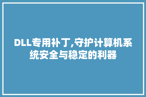 DLL专用补丁,守护计算机系统安全与稳定的利器 神马SEO
