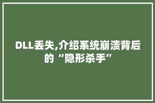 DLL丢失,介绍系统崩溃背后的“隐形杀手”