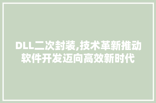 DLL二次封装,技术革新推动软件开发迈向高效新时代 神马SEO