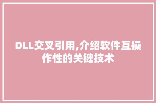 DLL交叉引用,介绍软件互操作性的关键技术 百度SEO