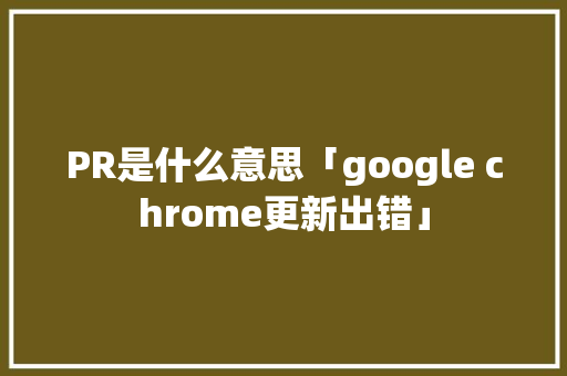 PR是什么意思「google chrome更新出错」 PR是什么意思「google chrome更新出错」 神马SEO