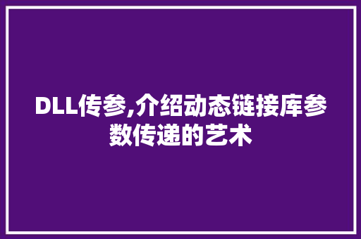 DLL传参,介绍动态链接库参数传递的艺术 搜狗SEO