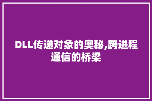 DLL传递对象的奥秘,跨进程通信的桥梁 搜狗SEO
