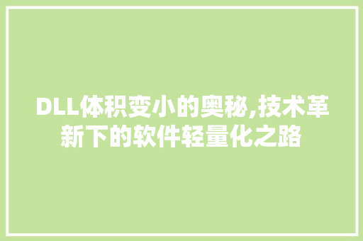 DLL体积变小的奥秘,技术革新下的软件轻量化之路 搜狗SEO