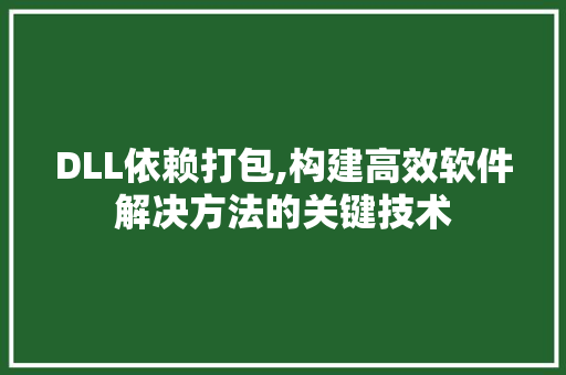 DLL依赖打包,构建高效软件解决方法的关键技术 GoogleSEO