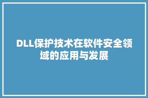 DLL保护技术在软件安全领域的应用与发展 神马SEO