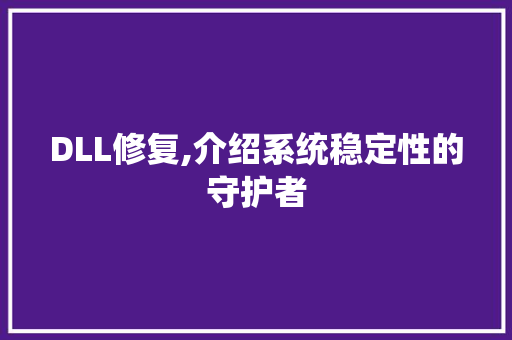 DLL修复,介绍系统稳定性的守护者 GoogleSEO