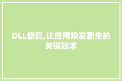 DLL修复,让应用焕发新生的关键技术 神马SEO