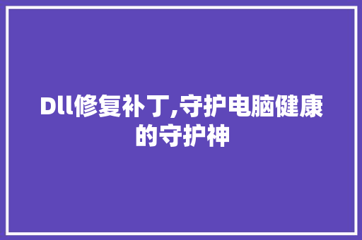 Dll修复补丁,守护电脑健康的守护神 神马SEO