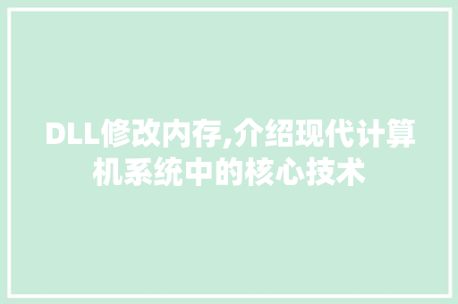DLL修改内存,介绍现代计算机系统中的核心技术 必应SEO