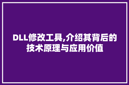 DLL修改工具,介绍其背后的技术原理与应用价值 GoogleSEO