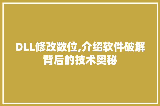 DLL修改数位,介绍软件破解背后的技术奥秘 GoogleSEO