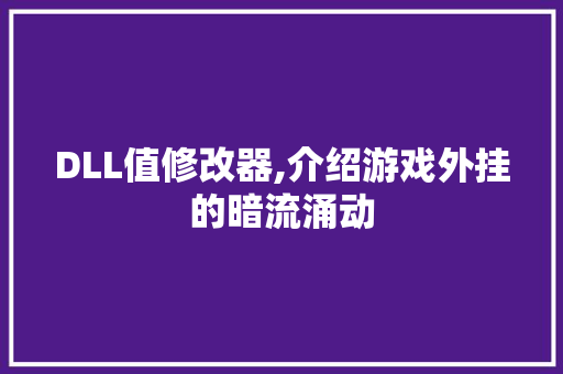 DLL值修改器,介绍游戏外挂的暗流涌动 必应SEO