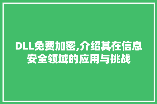 DLL免费加密,介绍其在信息安全领域的应用与挑战 百度SEO