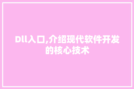 Dll入口,介绍现代软件开发的核心技术 神马SEO