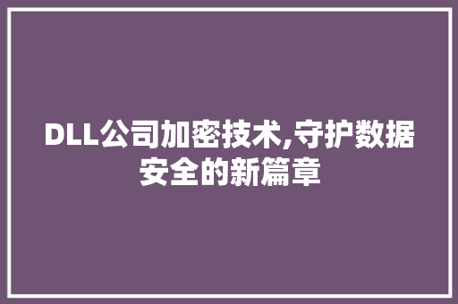 DLL公司加密技术,守护数据安全的新篇章 必应SEO