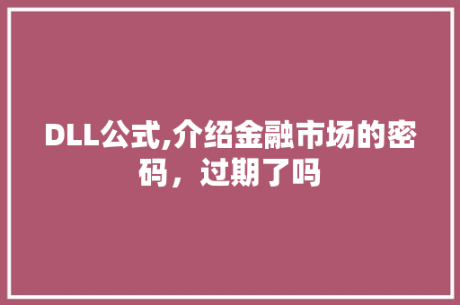 DLL公式,介绍金融市场的密码，过期了吗 必应SEO