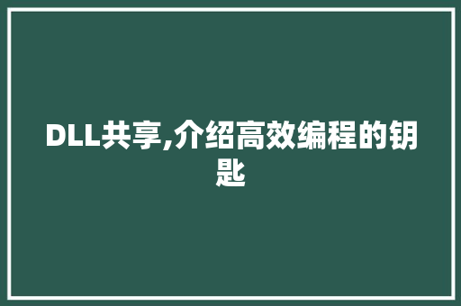 DLL共享,介绍高效编程的钥匙 必应SEO