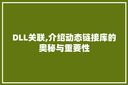 DLL关联,介绍动态链接库的奥秘与重要性 搜狗SEO