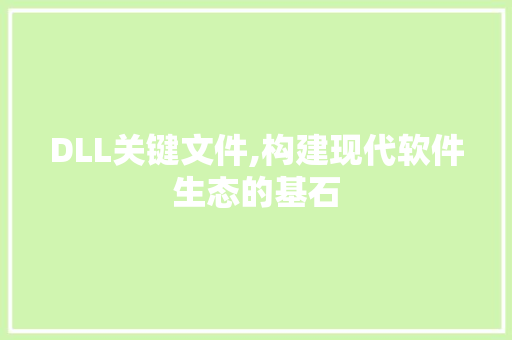 DLL关键文件,构建现代软件生态的基石 百度SEO