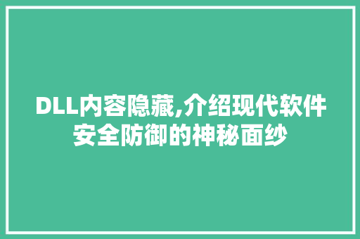 DLL内容隐藏,介绍现代软件安全防御的神秘面纱 神马SEO