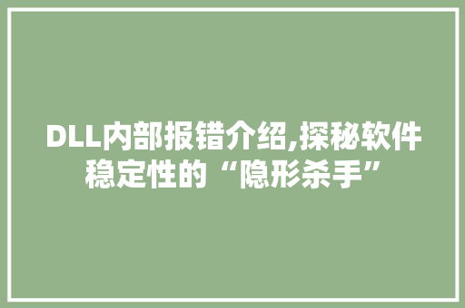 DLL内部报错介绍,探秘软件稳定性的“隐形杀手” 神马SEO