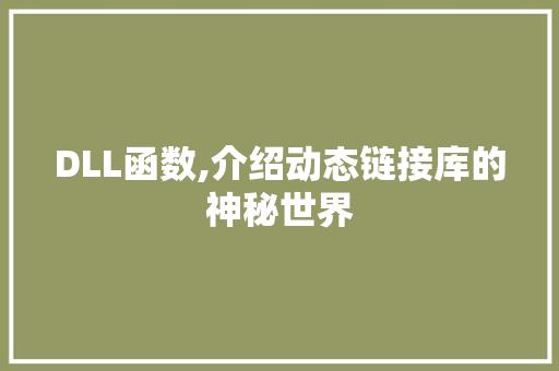 DLL函数,介绍动态链接库的神秘世界 GoogleSEO
