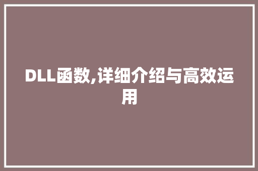 DLL函数,详细介绍与高效运用 百度SEO
