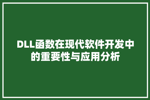 DLL函数在现代软件开发中的重要性与应用分析 必应SEO