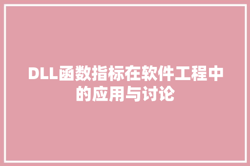 DLL函数指标在软件工程中的应用与讨论 GoogleSEO