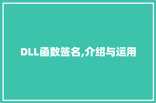 DLL函数签名,介绍与运用 神马SEO