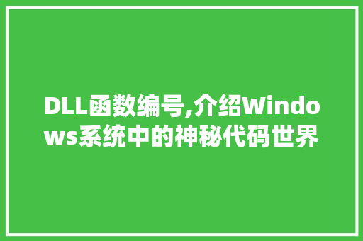DLL函数编号,介绍Windows系统中的神秘代码世界 搜狗SEO