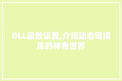 DLL函数设置,介绍动态链接库的神奇世界 百度SEO
