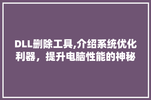 DLL删除工具,介绍系统优化利器，提升电脑性能的神秘钥匙 百度SEO