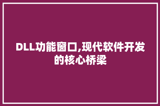 DLL功能窗口,现代软件开发的核心桥梁 必应SEO