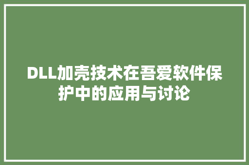 DLL加壳技术在吾爱软件保护中的应用与讨论 百度SEO