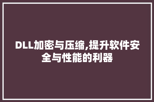 DLL加密与压缩,提升软件安全与性能的利器